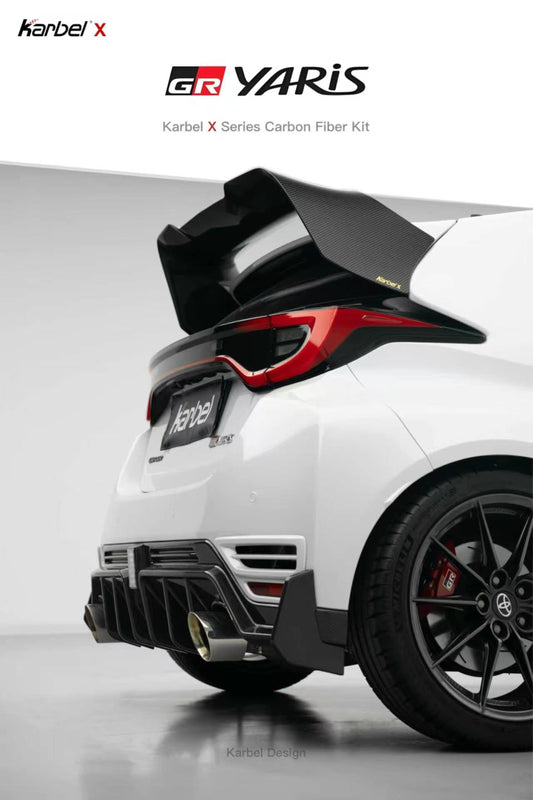 Toyota GR Yaris GXPA16 (Both Fits Pre-Facelift & Facelift) 2020-ON with Aftermarket Parts - X Rear Diffuser Dry Pre-preg Carbon Fiber from Karbel Carbon