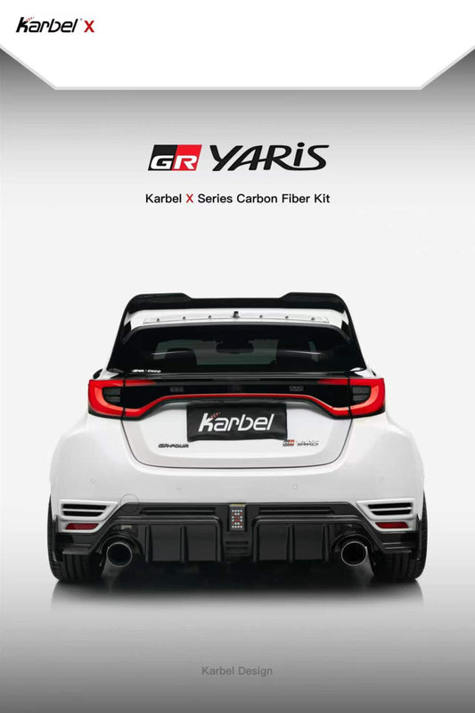 Toyota GR Yaris GXPA16 (Both Fits Pre-Facelift & Facelift) 2020-ON with Aftermarket Parts - X Roof Spoiler Wing Dry Pre-preg Carbon Fiber from Karbel Carbon