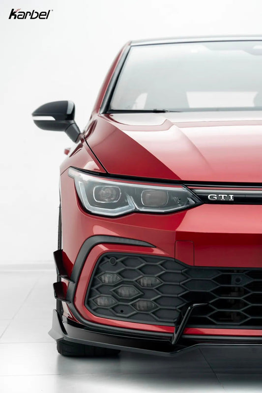 Volkswagen GTI MK8 2022 2023 2024 with Aftermarket Parts - V2 Front Lip Dry Pre-preg Carbon Fiber/FRP from Karbel Carbon