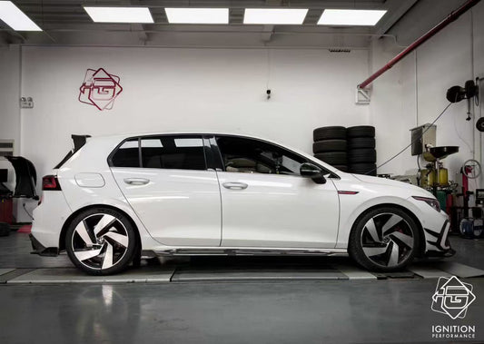 Volkswagen GTI MK8 2022-ON with Aftermarket Parts - Side Skirts Pre-preg Carbon Fiber from Karbel Carbon