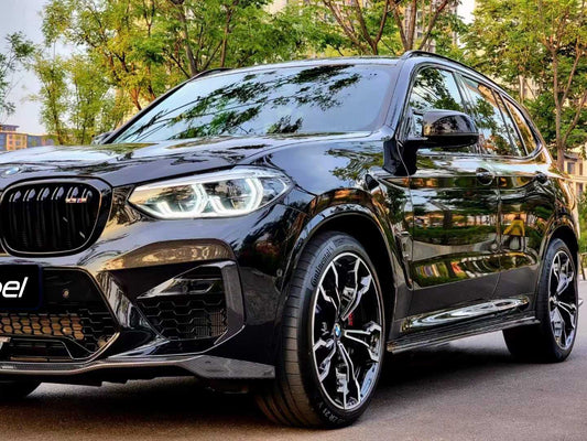 BMW X3M X3MC F97 Pre-LCI 2019 2020 2021 & X4M X4MC F98 Pre-LCI 2019 2020 2021 with Aftermarket Parts - Upper Valences Top & Side Trim Pre-preg Carbon Fiber from Karbel Carbon