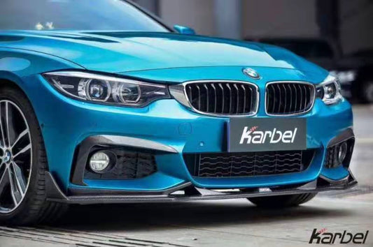 BMW 4 Series 430 440 (with M-Packae bumper, does not fit base model) F32 / F33 2017 2018 2019 2020 with Aftermarket Parts - Front Lip Pre-preg Carbon Fiber from Karbel Carbon