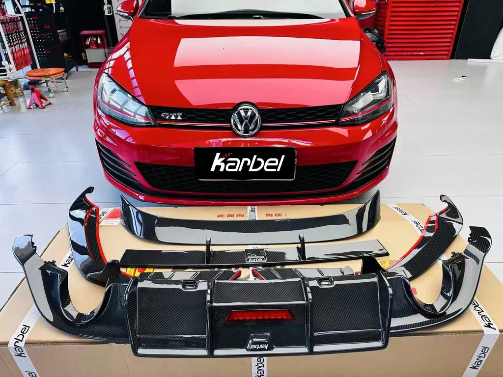 Volkswagen GTI MK7.5 2018 2019 2020 2021 with Aftermarket Parts - Front Lip Pre-preg Carbon Fiber from Karbel Carbon