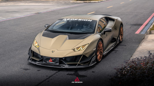 Lamborghini Huracan EVO AWD 2020 2021 2022 2023 with Aftermarket Parts - Front Canards Dry Pre-preg Carbon Fiber from ArmorExtend