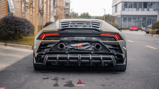 Lamborghini Huracan EVO AWD RWD 2020 2021 2022 2023 with Aftermarket Parts - Rear Diffuser & Canards Dry Pre-preg Carbon Fiber from ArmorExtend