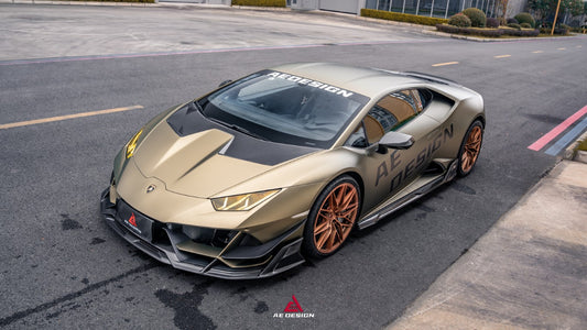 Lamborghini Huracan EVO AWD 2020 2021 2022 2023 with Aftermarket Parts - Front Lip Dry Pre-preg Carbon Fiber from ArmorExtend