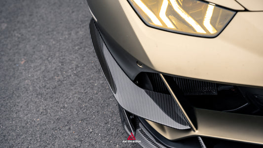 Lamborghini Huracan EVO AWD 2020 2021 2022 2023 with Aftermarket Parts - Front Canards Dry Pre-preg Carbon Fiber from ArmorExtend