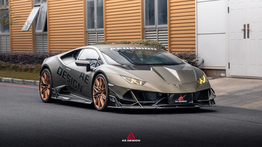 Lamborghini Huracan EVO AWD 2020 2021 2022 2023 with Aftermarket Parts - Front Canards Dry Pre-preg Carbon Fiber from ArmorExtend