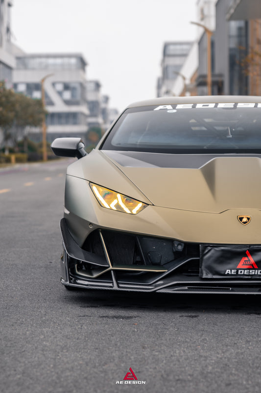 Lamborghini Huracan EVO AWD 2020 2021 2022 2023 with Aftermarket Parts - Front Canards Dry Pre-preg Carbon Fiber from ArmorExtend