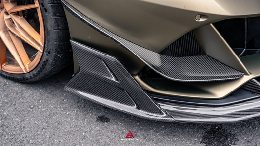 Lamborghini Huracan EVO AWD 2020 2021 2022 2023 with Aftermarket Parts - Front Canards Dry Pre-preg Carbon Fiber from ArmorExtend