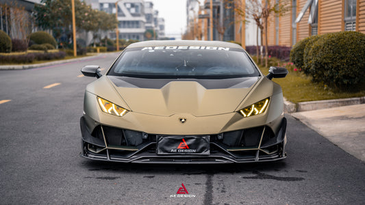 Lamborghini Huracan EVO AWD 2020 2021 2022 2023 with Aftermarket Parts - Front Lip Dry Pre-preg Carbon Fiber from ArmorExtend