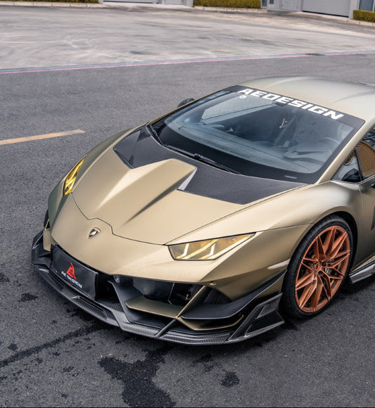 Lamborghini Huracan EVO AWD 2020 2021 2022 2023 with Aftermarket Parts - Front Lip Dry Pre-preg Carbon Fiber from ArmorExtend