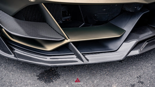 Lamborghini Huracan EVO AWD 2020 2021 2022 2023 with Aftermarket Parts - Front Lip Dry Pre-preg Carbon Fiber from ArmorExtend