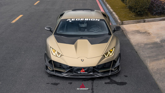 Lamborghini Huracan EVO AWD 2020 2021 2022 2023 with Aftermarket Parts - Front Lip Dry Pre-preg Carbon Fiber from ArmorExtend