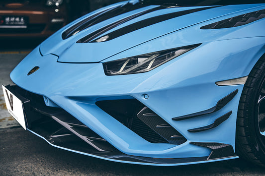 Lamborghini Huracan EVO RWD 2020 2021 2022 2023 2024 with Aftermarket Parts - Front Lip Dry Pre-preg Carbon Fiber from Ventus Veloce