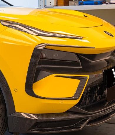 Lotus Eletre 2023-ON with Aftermarket Parts - PK Style Pre-preg Carbon Fiber Front Bumper Outer & Inner Trim from Ventus Veloce