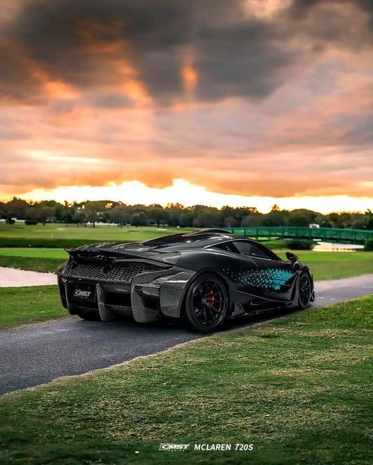 McLaren 720S 2018 2019 2020 2021 2022 2023 with Aftermarket Parts - Rear Bumper & Diffuser Carbon Fiber  FRP from CMST Tuning