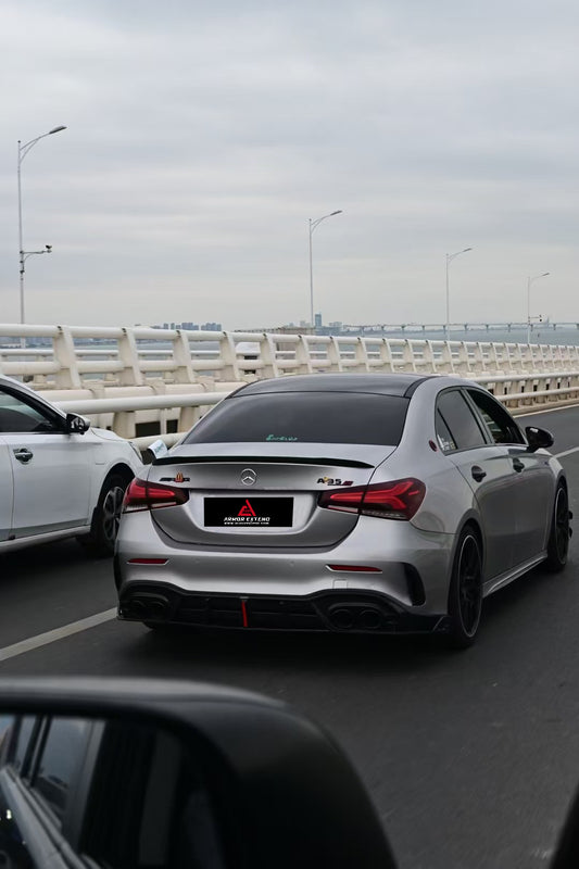 Mercedes Benz A-Class A45/A35/A250/A220 W177 2019 2020 2021 2022 2023 2024 with Aftermarket Parts - AE Style Rear Diffuser Carbon Fiber from ArmorExtend