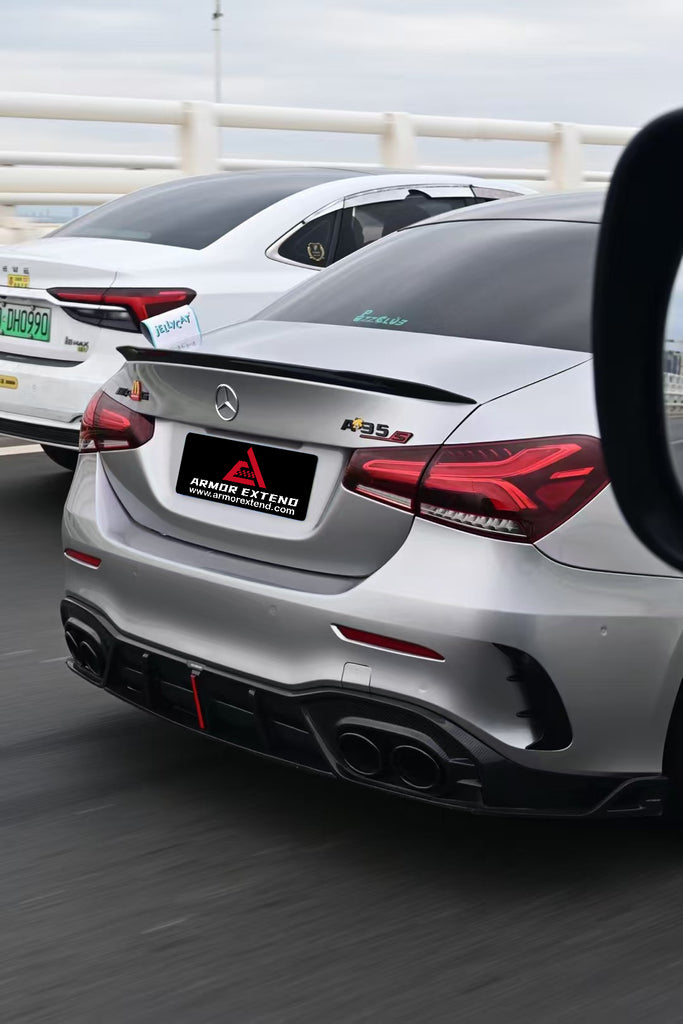 Mercedes Benz A-Class A45/A35/A250/A220 W177 2019-ON with Aftermarket Parts - AE Style Carbon Fiber Rear Diffuser from  ArmorExtend