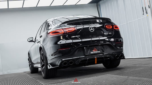 Mercedes Benz GLC43 AMG & GLC300 (with sport-package bumper, does not fit base model) W253 GLC & GLC Coupe 2020 2021 2022 2023 with Aftermarket Parts - AE Style Rear Diffuser & Canards Carbon Fiber from ArmorExtend