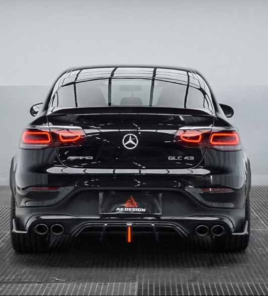 Mercedes Benz GLC43 AMG & GLC300 (with sport-package bumper, does not fit base model) W253 GLC & GLC Coupe 2020 2021 2022 2023 with Aftermarket Parts - AE Style Rear Diffuser & Canards Carbon Fiber from ArmorExtend