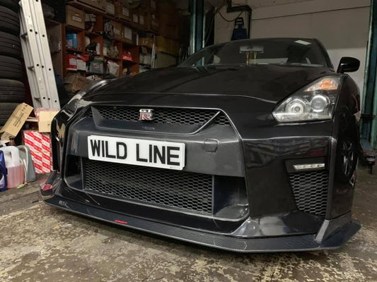 Nissan GTR Nismo Black Edition Track Eidtion Premium Base 2008-2016 (for installation on 2017-2024 vehicles, 2008-2016 hood is recommended) with Aftermarket Parts - Stage 1 Style Front Bumper & Lip (Undertray & DRL included) Carbon Fiber / FRP from CMST Tuning