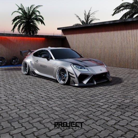 Subaru BRZ ZD8 &  Toyota GR86 ZN8 2022-ON with Aftermarket Parts - PROJECT WIDEBODY Front Bumper Canards Carbon Fiber / FRP from CMST Tuning