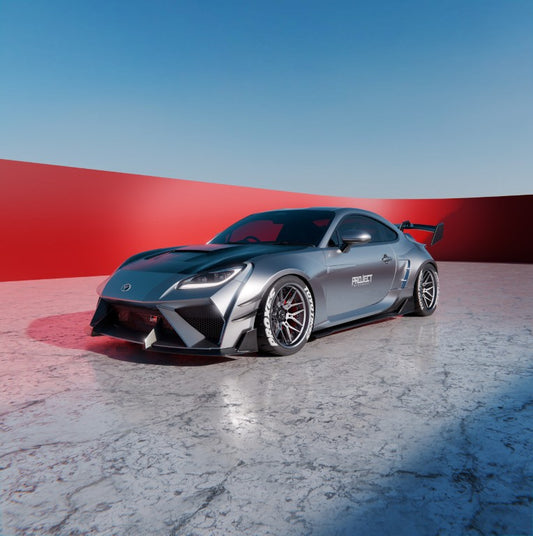 Subaru BRZ ZD8 &  Toyota GR86 ZN8 2022-ON with Aftermarket Parts - PROJECT WIDEBODY Front Bumper Canards Carbon Fiber / FRP from CMST Tuning