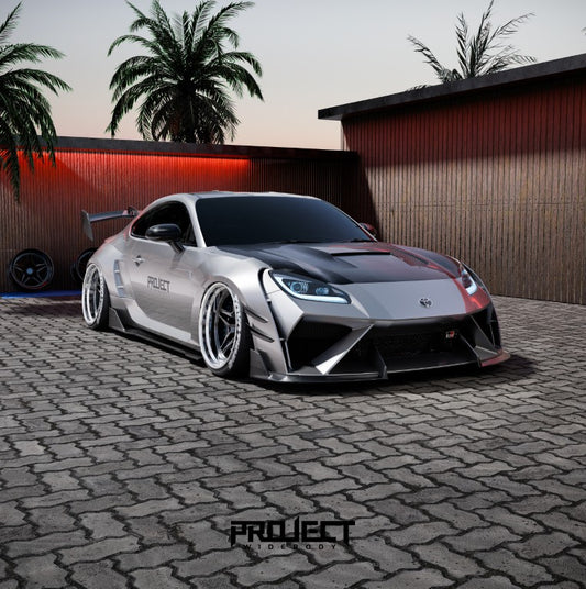 Subaru BRZ ZD8 &  Toyota GR86 ZN8 2022-ON with Aftermarket Parts - PROJECT WIDEBODY Front Bumper Canards Carbon Fiber / FRP from CMST Tuning