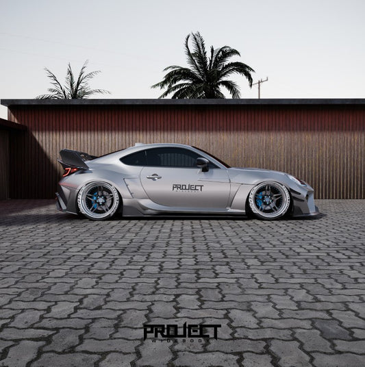 Subaru BRZ ZD8 2022-ON & Toyota GR86 ZN8 2022-ON with Aftermarket Parts - PROJECT WIDEBODY Front Fender Flares and Door Garnish Carbon Fiber / FRP from CMST Tuning
