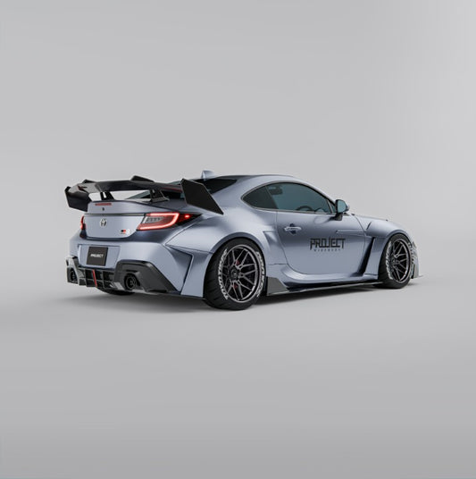 Subaru BRZ ZD8 2022-ON & Toyota GR86 ZN8 2022-ON with Aftermarket Parts - PROJECT WIDEBODY Rear Quarter Panel Flares Carbon Fiber / FRP from CMST Tuning