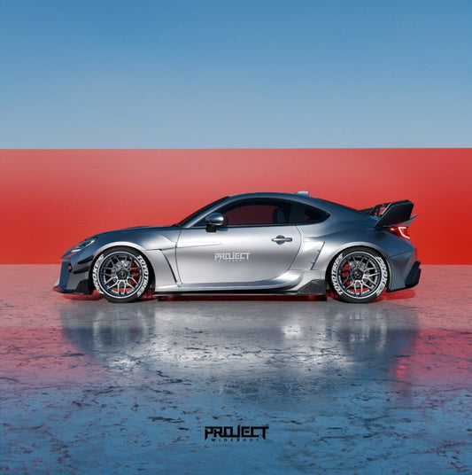 Subaru BRZ ZD8 2022-ON &  Toyota GR86 ZN8 2022-ON with Aftermarket Parts - PROJECT WIDEBODY Upper &amp; Lower Side Skirts Extensions Carbon Fiber / FRP from CMST Tuning