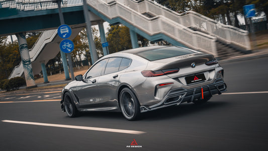 BMW 8 Series M850i 840i (With M-Package Bumper) G14 G15 G16 2018 2019 2020 2021 2022 2023 2024 with Aftermarket Parts - AE Rear Diffuser & Canards Carbon Fiber from ArmorExtend