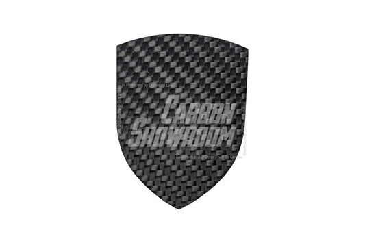 Porsche Style Crest Emblem Badge - Blacked Out Carbon Fiber