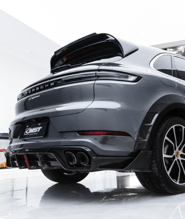 Porsche Cayenne 9Y0 Facelift 2024-ON with CMST Tuning's Aftermarket Parts - Pre-preg Carbon Fiber Rear Diffuser & Canards