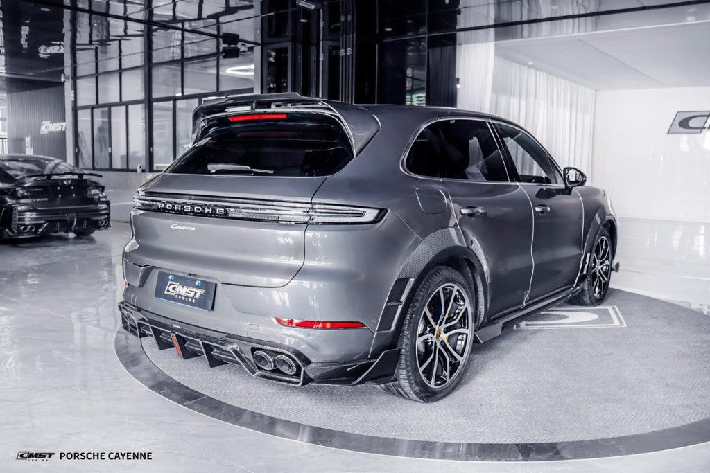 Porsche Cayenne 9Y0 9Y0.2 Base/S/AWD/E-Hybrid 2024-ON with CMST Tuning's Aftermarket Parts - Pre-preg Carbon Fiber & FRP Rear Roof Spoiler. A complete transformation of style and performance.