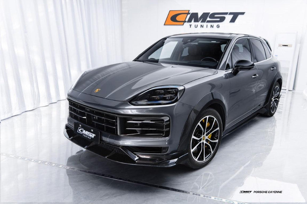 Porsche Cayenne 9Y0 9Y0.2 Base/S/AWD/E-Hybrid 2024-On & Cayenne 9Y3 9Y3.2 Base/S/2024-On with Aftermarket Parts - Pre-preg Carbon Fiber & FRP Front Lip from CMST Tuning