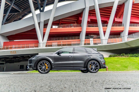 Porsche Cayenne 9Y0 9Y0.1 Base/S/GTS/Turbo/Turbo S 2019 2020 2021 2022 2023 & Cayenne 9Y0 9Y0.2 Base/S/AWD/E-Hybrid/GTS/Turbo/Turbo S 2024-ON & Cayenne 9Y3 9Y3.1 Base/S/GTS/Turbo/Turbo S/Turbo GT 2019 2020 2021 2022 2023 & Cayenne 9Y3 9Y3.2 Base/S/AWD/E-Hybrid/GTS/Turbo/Turbo S/Turbo GT 2024-ON with Aftermarket Parts - Side Skirts Carbon Fiber / FRP from CMST Tuning