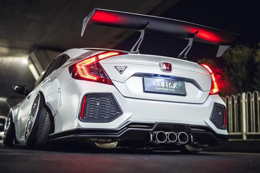 Honda Civic 10th Gen FC1 FC2 SI 2016 2017 2018 2019 2020 2021 (diffuser also compatible with ROBOT CRAFTSMAN rear bumper) with Aftermarket Parts - Rear Diffuser & Bumper Carbon Fiber / FRP from Robot Craftsman