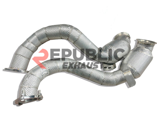 Aston Martin DB11 V8 2017 2018 2019 2020 2021 2022 2023 (4.0T) with Aftermarket Parts - 100 & 200 & 300 CELL & Test Pipe/No Cat Downpipe Stainless Steel from Republic Exhaust