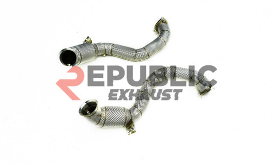 Aston Martin Vantage V8 2019 2020 2021 2022 2023 (4.0T) with Aftermarket Parts - 100 & 200 & 300 CELL & Test Pipe/No Cat Downpipe Stainless Steel from Republic Exhaust