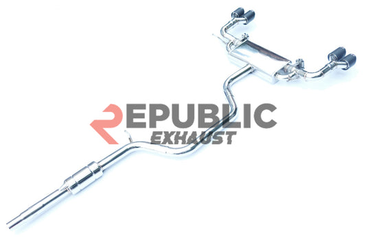 Audi A3 8V/8.5V 2014 2015 2016 2017 2018 2019 2020 (1.8T) with Aftermarket Parts - Catback Exhaust Quad Exit Tips Titanium / Stainless Steel from Republic Exhaust