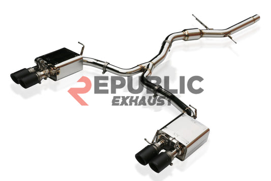 Audi A4 B8 FWD/Quattro 2009 2010 2011 2012 2013 2014 2015 2016 (1.8T) with Aftermarket Parts - Catback Exhaust Quad Exit Tips Titanium / Stainless Steel from Republic Exhaust
