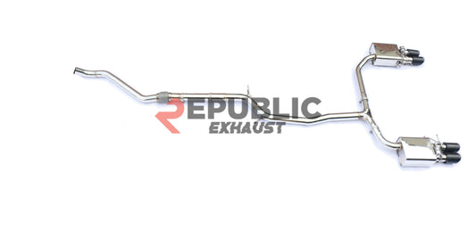 Audi A5 B8 FWD 2008 2009 2010 2011 2012 2013 2014 2015 2016 (2.0T) with Aftermarket Parts - Catback Exhaust Quad Exit Tips Titanium / Stainless Steel from Republic Exhaust