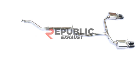 Audi A5 B8 FWD 2008 2009 2010 2011 2012 2013 2014 2015 2016 (2.0T) with Aftermarket Parts - Catback Exhaust Quad Exit Tips Titanium / Stainless Steel from Republic Exhaust