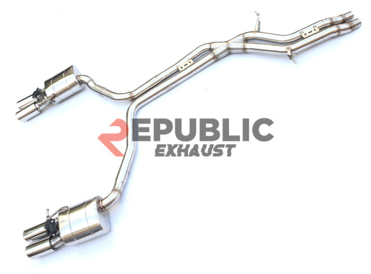 Audi A5 B8 Quattro 2008 2009 2010 2011 2012 2013 2014 2015 2016 (3.0T) with Aftermarket Parts - Catback Exhaust Quad Exit Tips Titanium / Stainless Steel from Republic Exhaust