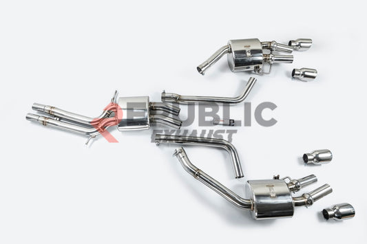 Audi A6 C7 C7.5 2013 2014 2015 2016 2017 2018 (3.0T) with Aftermarket Parts - Catback Exhaust Quad Exit Tips Titanium / Stainless Steel from Republic Exhaust