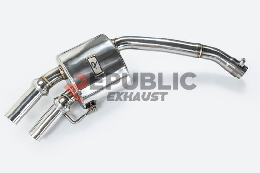 Audi A6 C7 C7.5 2013 2014 2015 2016 2017 2018 (3.0T) with Aftermarket Parts - Catback Exhaust Quad Exit Tips Titanium / Stainless Steel from Republic Exhaust