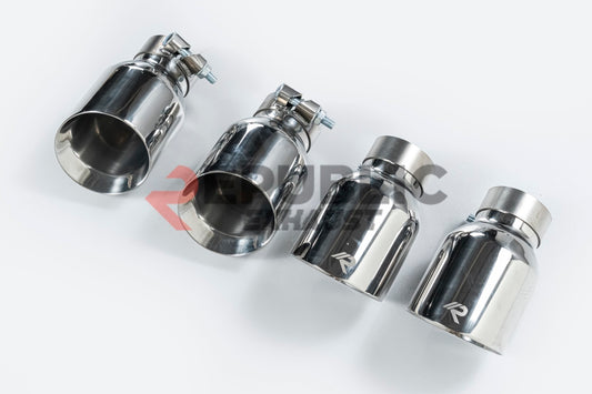 Audi A6 C7 C7.5 2013 2014 2015 2016 2017 2018 (3.0T) with Aftermarket Parts - Catback Exhaust Quad Exit Tips Titanium / Stainless Steel from Republic Exhaust