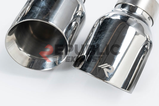 Audi A6 C7 C7.5 2013 2014 2015 2016 2017 2018 (3.0T) with Aftermarket Parts - Catback Exhaust Quad Exit Tips Titanium / Stainless Steel from Republic Exhaust